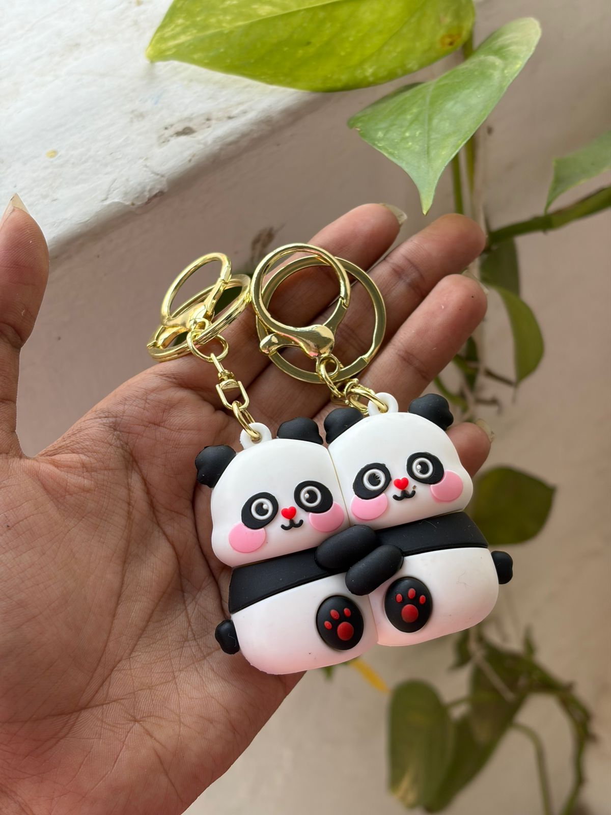 Couple panda keychain