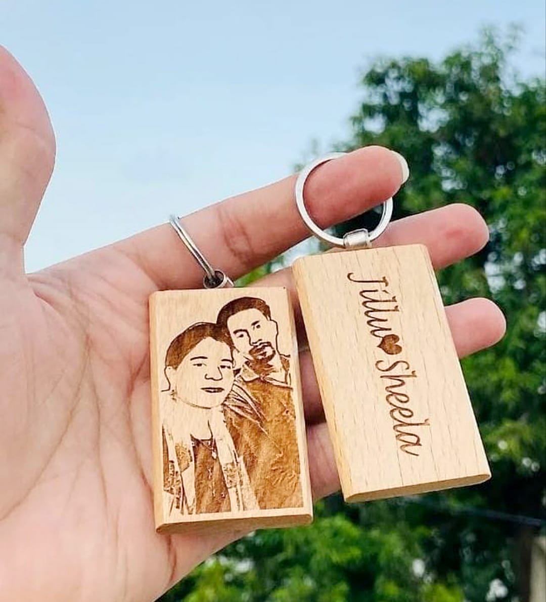 Wood keychain engraving