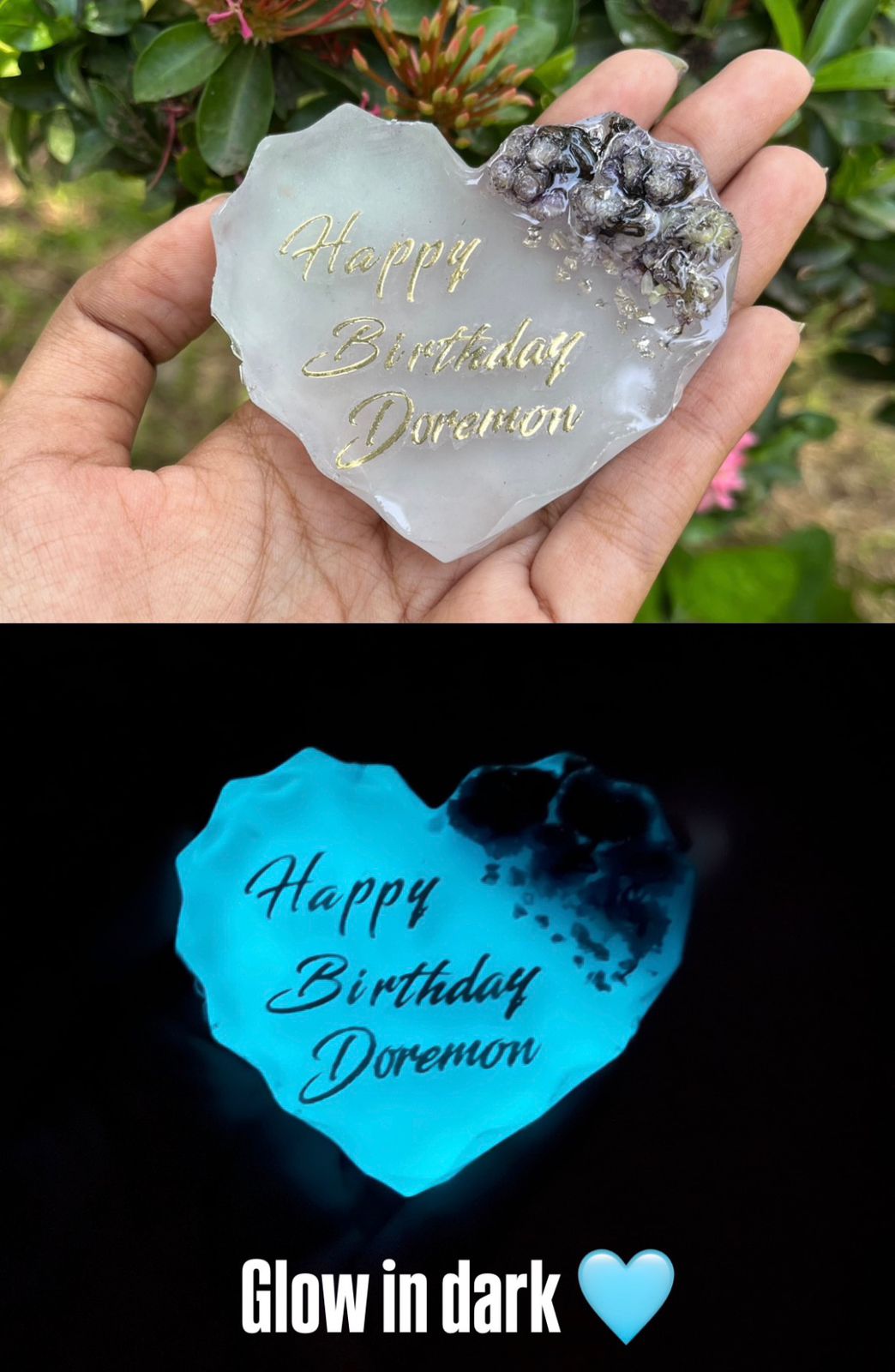 Glowing dark resin frame