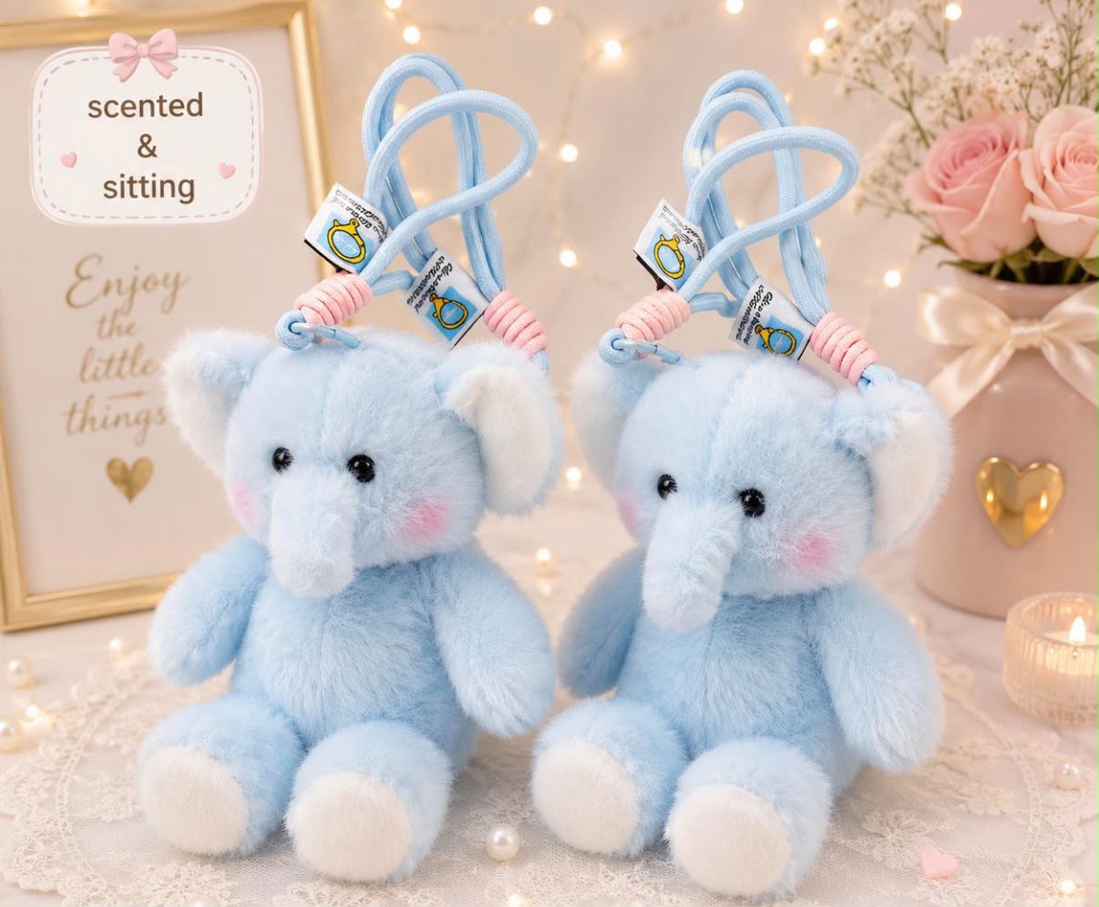 Elephant soft toy keychain